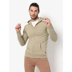 Campus Sutra Beige Cotton Regular Fit Hooded Sweatshirt-picture-22