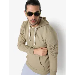 Campus Sutra Beige Cotton Regular Fit Hooded Sweatshirt-picture-29