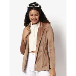 Campus Sutra Beige Regular Fit Blazer-picture-34