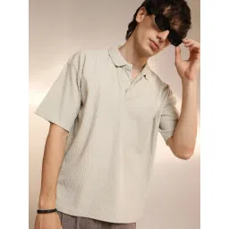 Campus Sutra Beige Regular Fit Striped Polo T-Shirt-picture-30