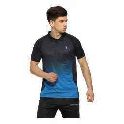 Campus Sutra Black & Blue Regular Fit Striped Polo T-Shirt-picture-11