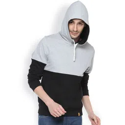 Campus Sutra Black & Grey Hooded Sweatshirt-picture-14