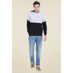 Campus Sutra Black & Grey Solid Hooded Sweatshirt-picture-12