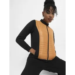 Campus Sutra Black & Mustard Cotton Quilted Pattern Jacket-picture-28