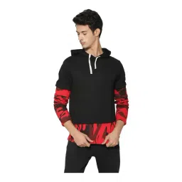 Campus Sutra Black & Red Regular Fit Hooded Sweatshirt-picture-41