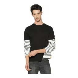 Campus Sutra Black & White Round Neck Striped Sweatshirt-picture-35