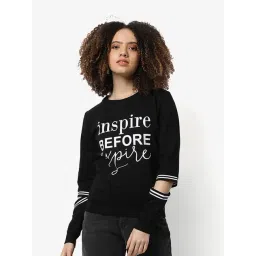 Campus Sutra Black Cotton Graphic Print Sweatshirt-picture-14