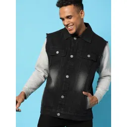 Campus Sutra Black Cotton Regular Fit Denim Jacket-picture-43