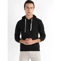 Campus Sutra Black Cotton Regular Fit Hooded Sweatshirt-picture-17
