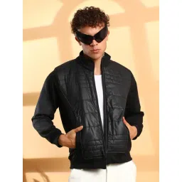 Campus Sutra Black Cotton Regular Fit Quilted Jacket-picture-39