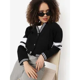 Campus Sutra Black Cotton Striped Jacket-picture-11