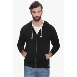 Campus Sutra Black Full Sleeves Hooded Cotton Sweatshirt-picture-17