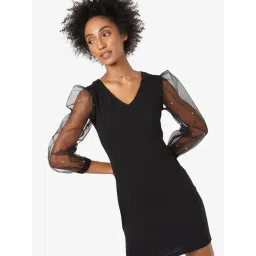 Campus Sutra Black Polyester Regular Fit A Line Dress-picture-24