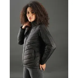 Campus Sutra Black Quilted Jacket image 3