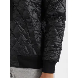 Campus Sutra Black Windcheater Long Sleeves Outdoor Hooded Quilted Jacket image 5