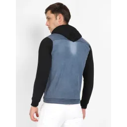 Campus Sutra Blue & Black Regular Fit Hooded Jacket image 2