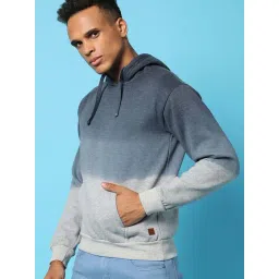 Campus Sutra Blue & Grey Cotton Regular Fit Colour-Block Hooded Sweatshirt-picture-29