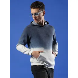 Campus Sutra Blue & Grey Regular Fit Ombre Hooded Sweatshirt-picture-43