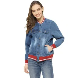 Campus Sutra Blue & Red Regular Fit Denim Jacket-picture-14