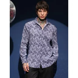 Campus Sutra Blue Corduroy Regular Fit Textured Shirt-picture-32