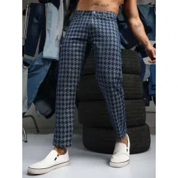 Campus Sutra Blue Cotton Regular Fit Checks Jeans-picture-16