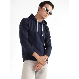 Campus Sutra Blue Cotton Regular Fit Colour Block Hooded Sweatshirt-picture-25