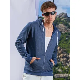 Campus Sutra Blue Cotton Regular Fit Hooded Sweatshirt-picture-13