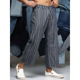 Campus Sutra Blue Cotton Regular Fit Striped Jeans-picture-16