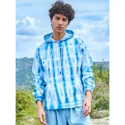 Campus Sutra Blue Cotton Regular Fit Tie-Dye Hooded Sweatshirt-picture-32