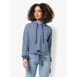 Campus Sutra Blue Cotton Striped Hoodie-picture-30