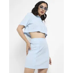 Campus Sutra Blue Mini Co-Ords Set-picture-29