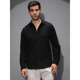 Campus Sutra Blue Poly Lycra Regular Fit Textured Shirt-picture-31