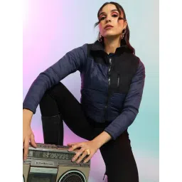 Campus Sutra Blue Quilted Pattern Jacket-picture-18