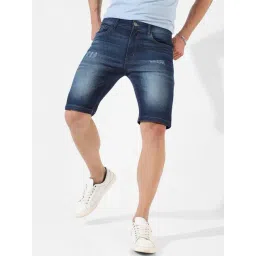 Campus Sutra Blue Regular Fit Denim Shorts-picture-28