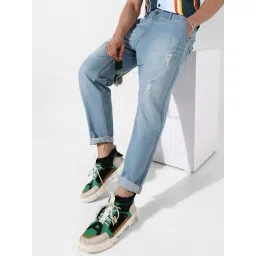 Campus Sutra Blue Regular Fit Distressed Jeans-picture-29