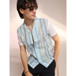 Campus Sutra Blue Regular Fit Texture Shirt-picture-21