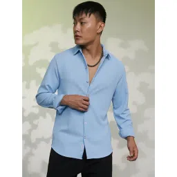 Campus Sutra Blue Regular Fit Texture Shirt-picture-18