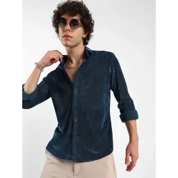 Campus Sutra Blue Regular Fit Texture Shirt-picture-19