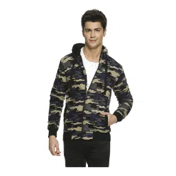 Campus Sutra Brown & Blue Printed Hooded Sweatshirt image 1