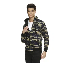 Campus Sutra Brown & Blue Printed Hooded Sweatshirt image 3