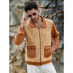 Campus Sutra Brown Regular Fit Colour Block Jacket-picture-48