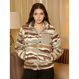 Campus Sutra Brown Regular Fit Printed Jacket-picture-19