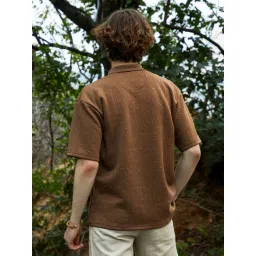 Campus Sutra Brown Regular Fit Self Pattern Polo T-Shirt image 2