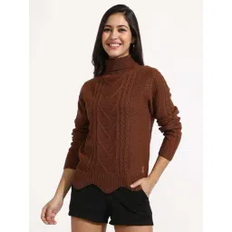 Campus Sutra Brown Regular Fit Self Pattern Sweater-picture-39