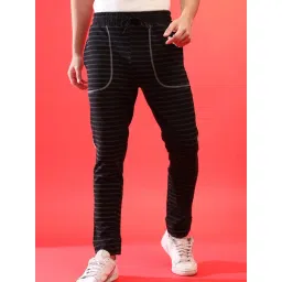 Campus Sutra Charcoal Striped Track Pants-picture-29