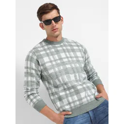Campus Sutra Checked Ribbed Woollen Pullover-picture-34