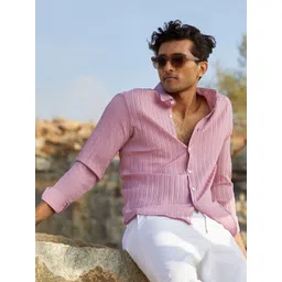 Campus Sutra Classic Striped Self Design Casual Shirt-picture-37
