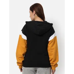 Campus Sutra Colourblocked Cotton Hooded Pullover Sweatshirt image 3
