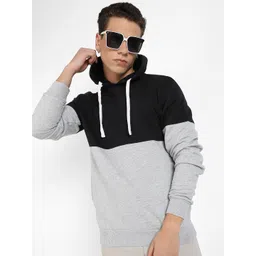 Campus Sutra Colourblocked Hooded Cotton Pullover Sweatshirt-picture-29