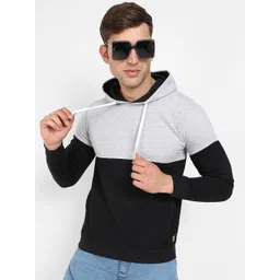 Campus Sutra Colourblocked Hooded Cotton Sweatshirt-picture-14